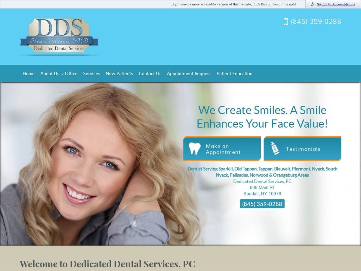 Dedicated Dental Services | Thomas Williams DMD Website Screenshot from dedicateddentalservicespc.com