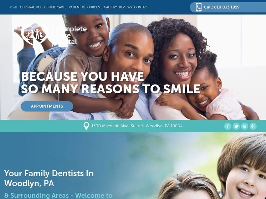 Complete Care Dental Website Screenshot from delcodentistccd.com