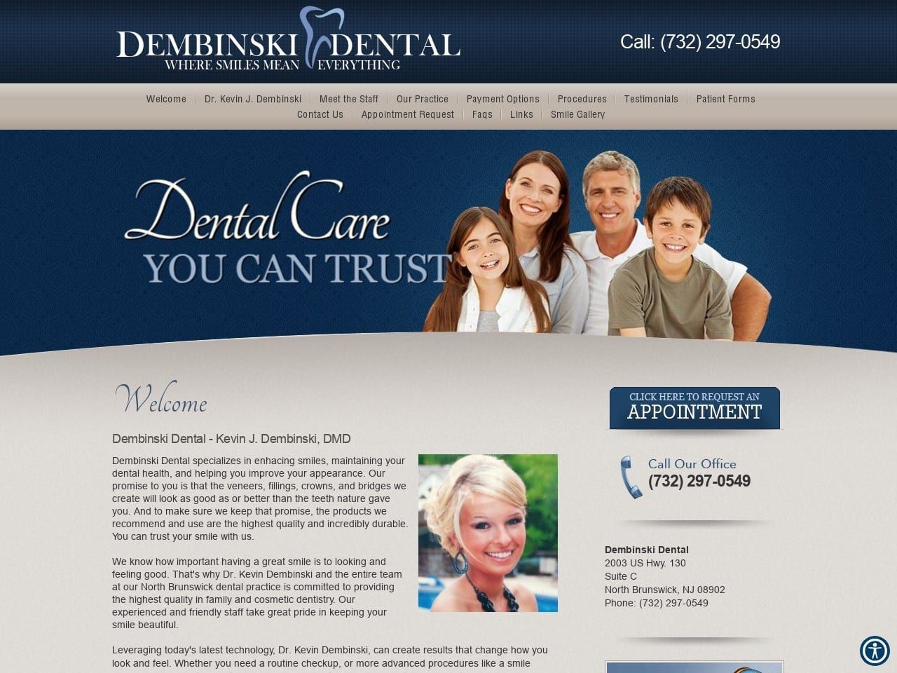 Dembinski Dental Website Screenshot from dembinskidental.com