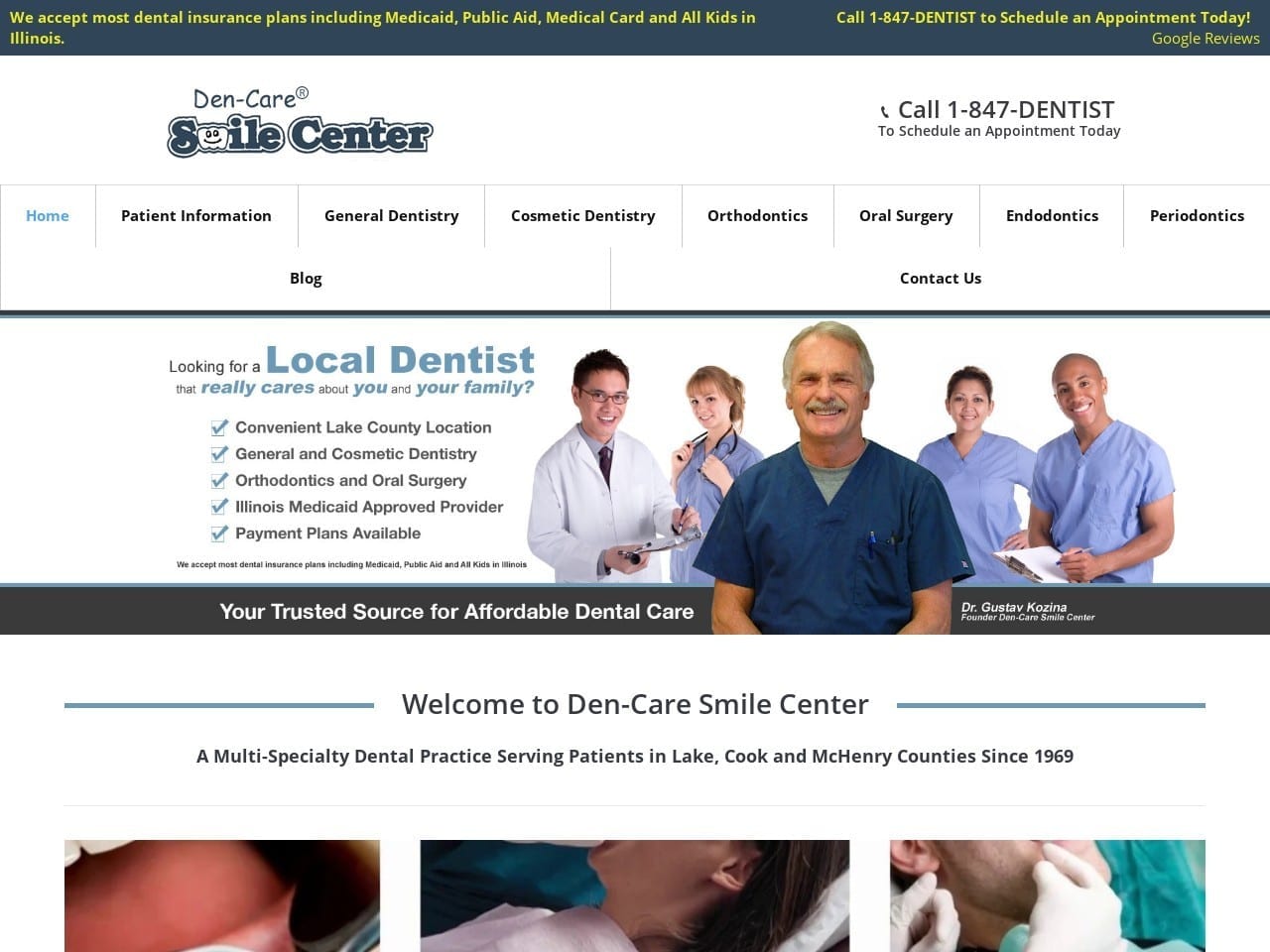 Dencare Smile Center Website Screenshot from dencaresmilecenter.com