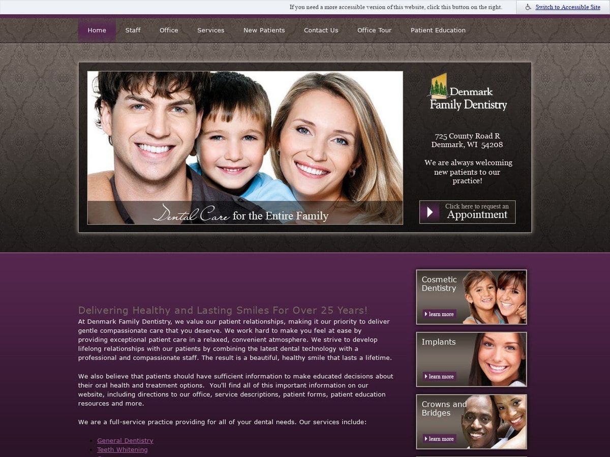 Denmark Family Dentist Website Screenshot from denmarkdental.net