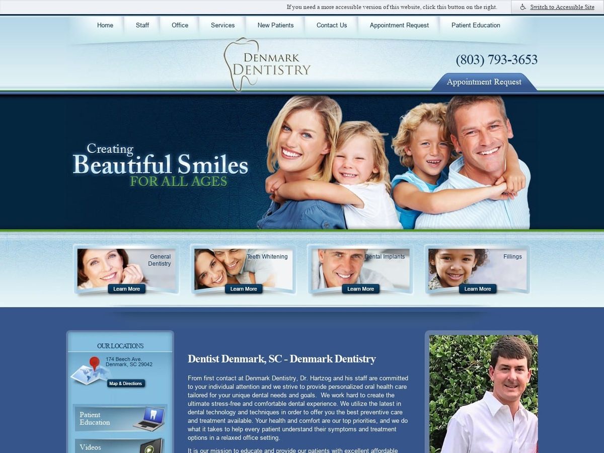 Denmark Dentist Website Screenshot from denmarkdentistry.com