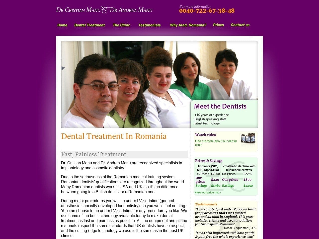 Dental Website Screenshot from dental-implants-romania.com