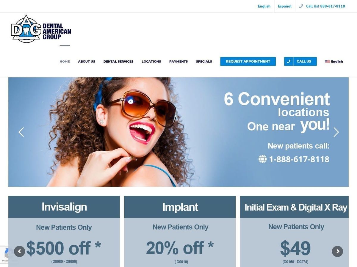 Dental American Group Website Screenshot from dentalamericangroup.com
