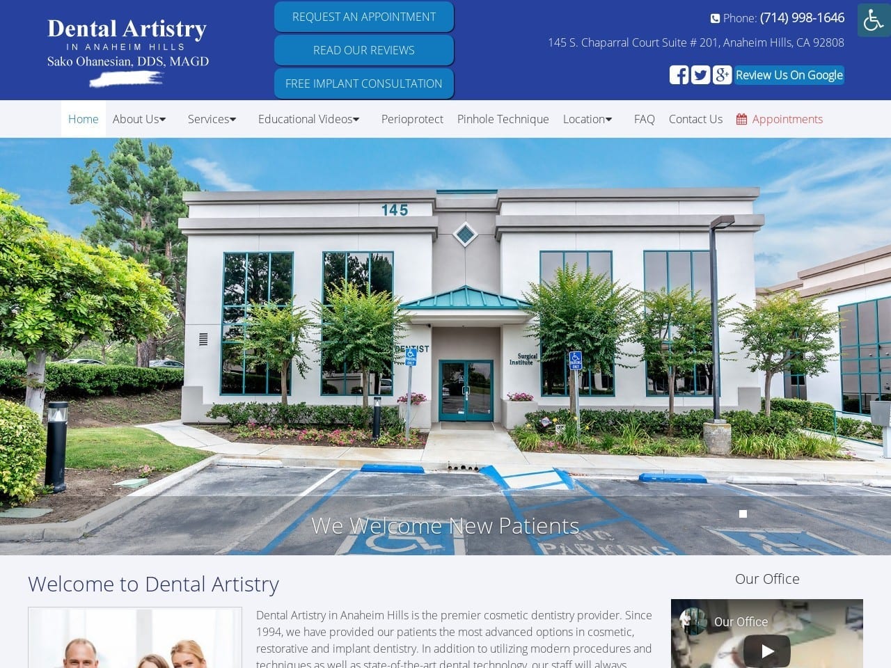 Dental Artistry In Anaheim Hills Website Screenshot from dentalartistry.com