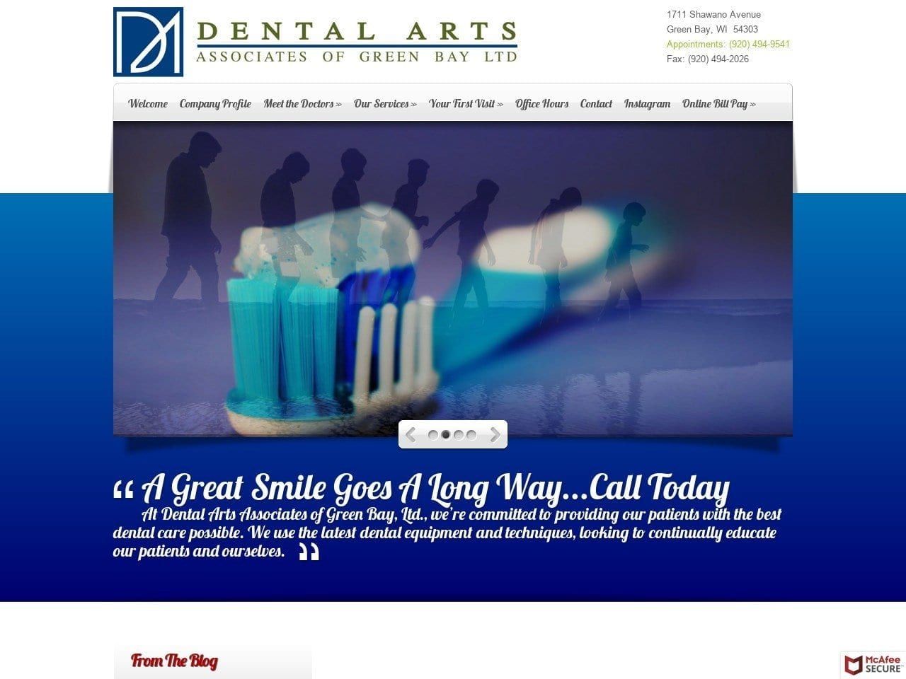 Dental Arts Associates Website Screenshot from dentalartsofgreenbay.com