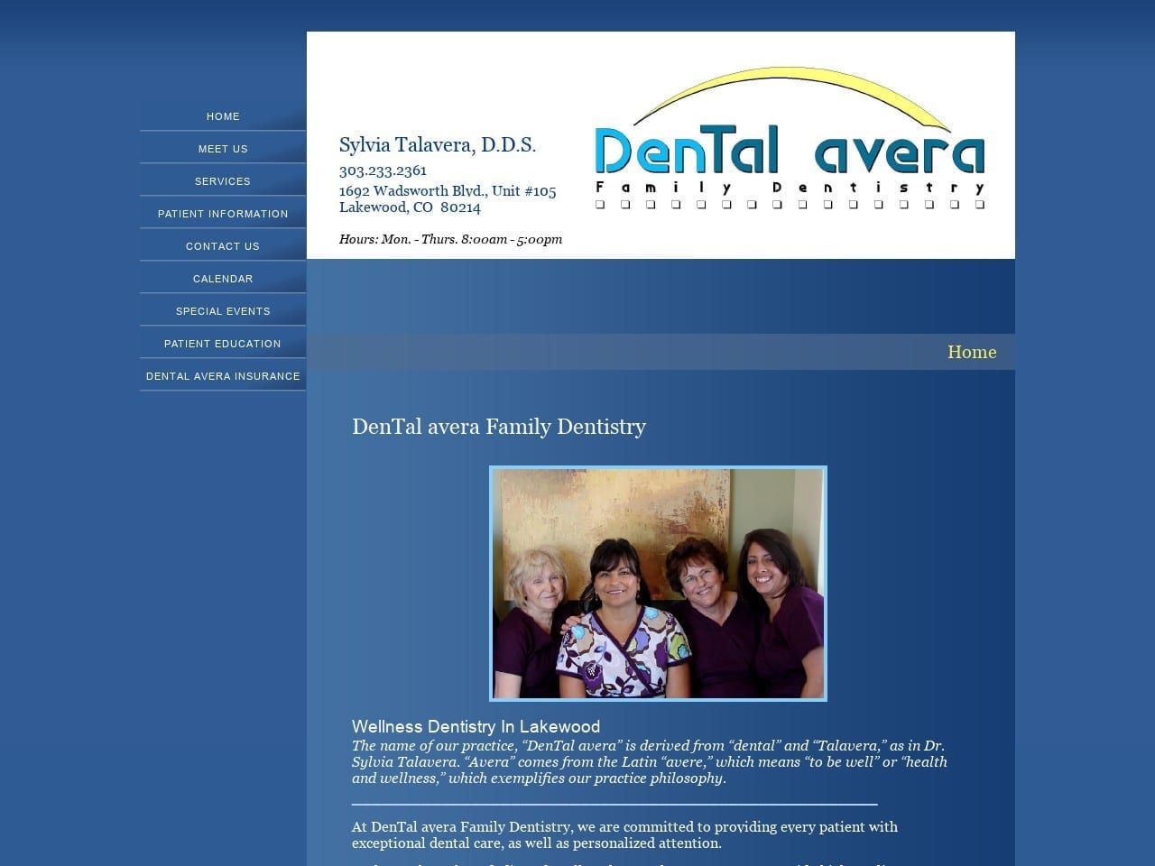 Dr. Sylvia I. Talavera DDS Website Screenshot from dentalavera.com