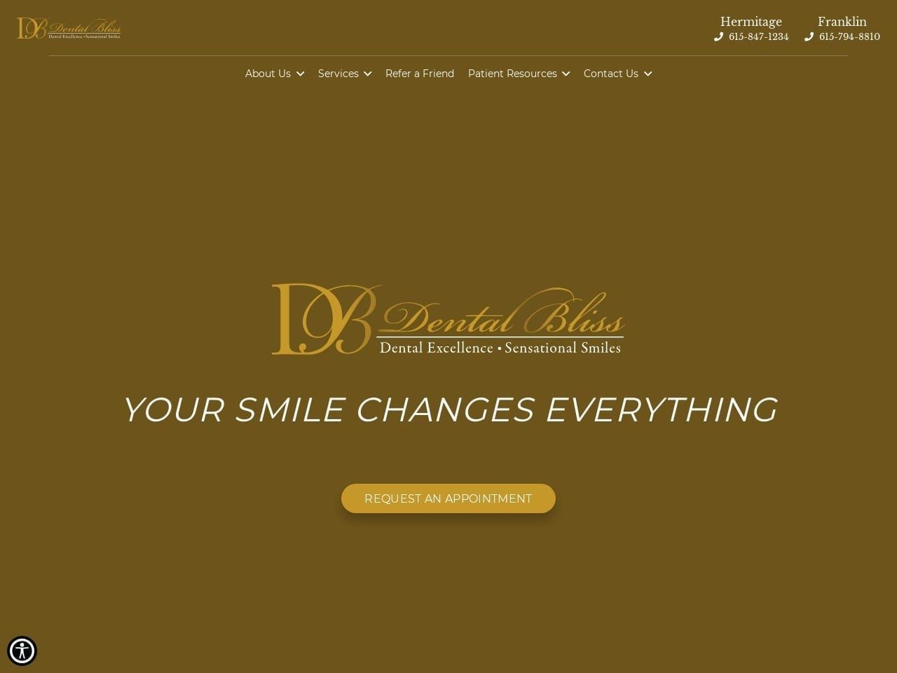 Dental Bliss Website Screenshot from dentalbliss.com