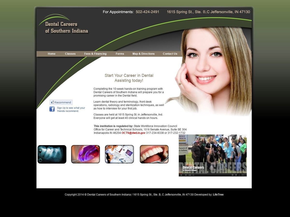 Dental Careers of So Indiana Website Screenshot from dentalcareersofsouthernindiana.com