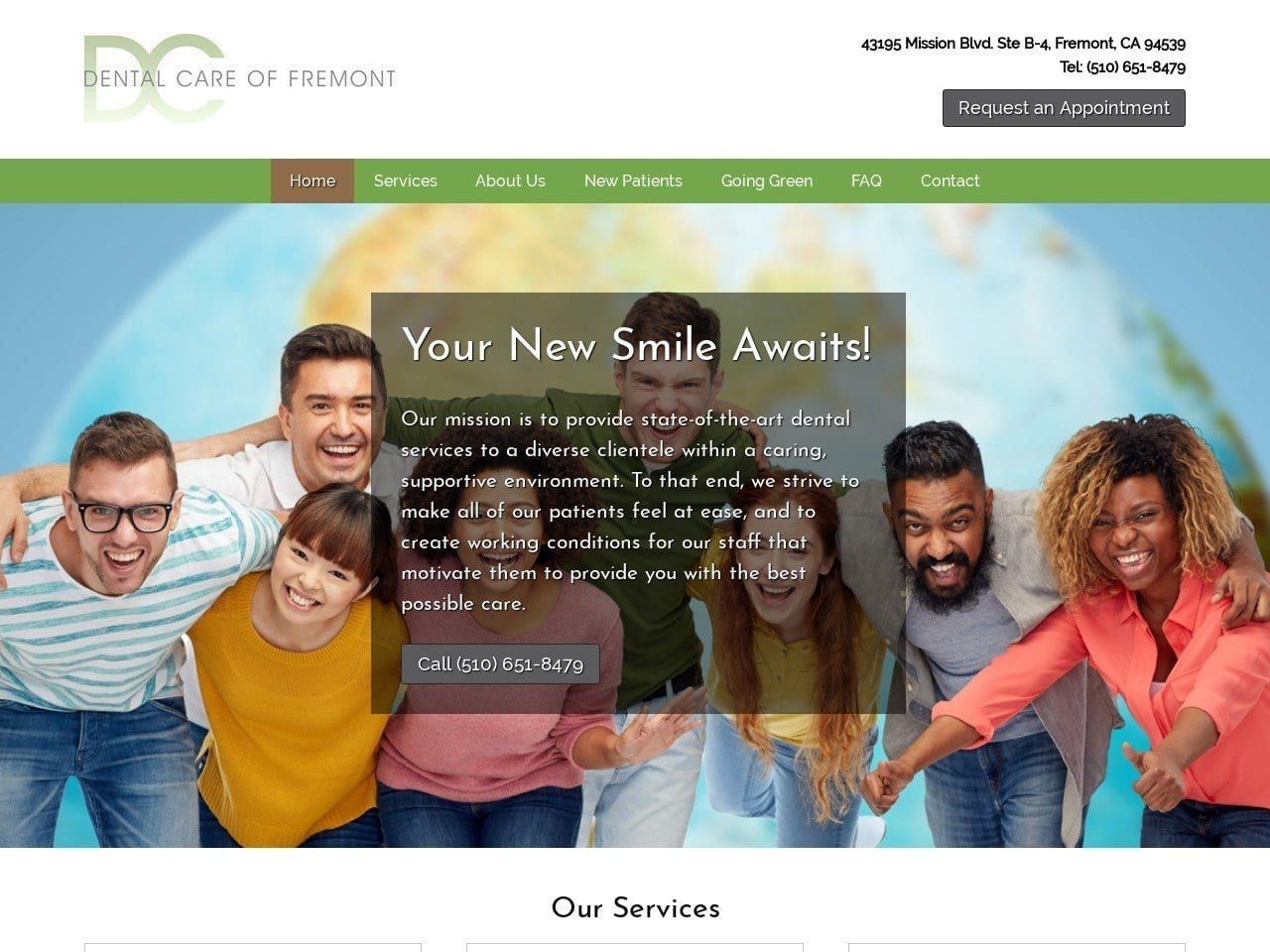 Dental Care Of Fremont Website Screenshot from dentalcarefremont.com