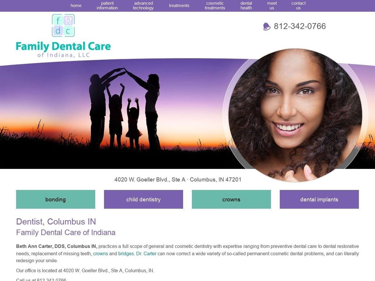 Dental Careindiana Website Screenshot from dentalcareindiana.com