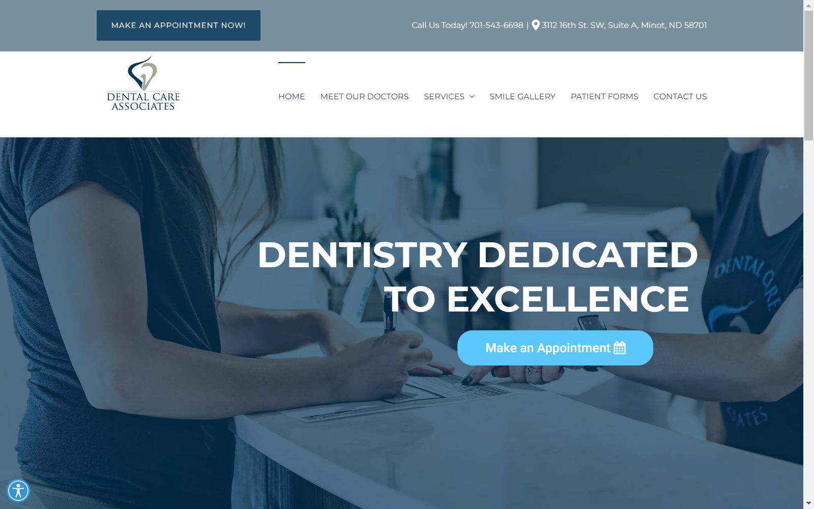 dentalcareminot.com screenshot