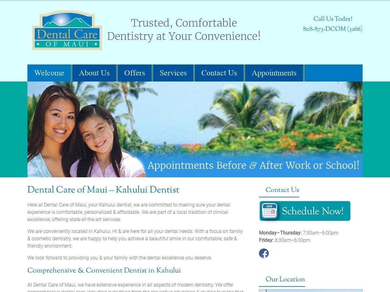 Dental Careofmaui Website Screenshot from dentalcareofmaui.com