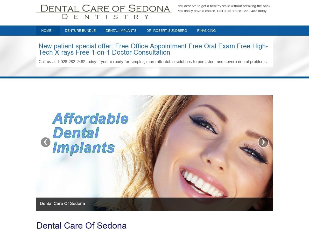 Dental Care of Sedona Website Screenshot from dentalcareofsedona.com