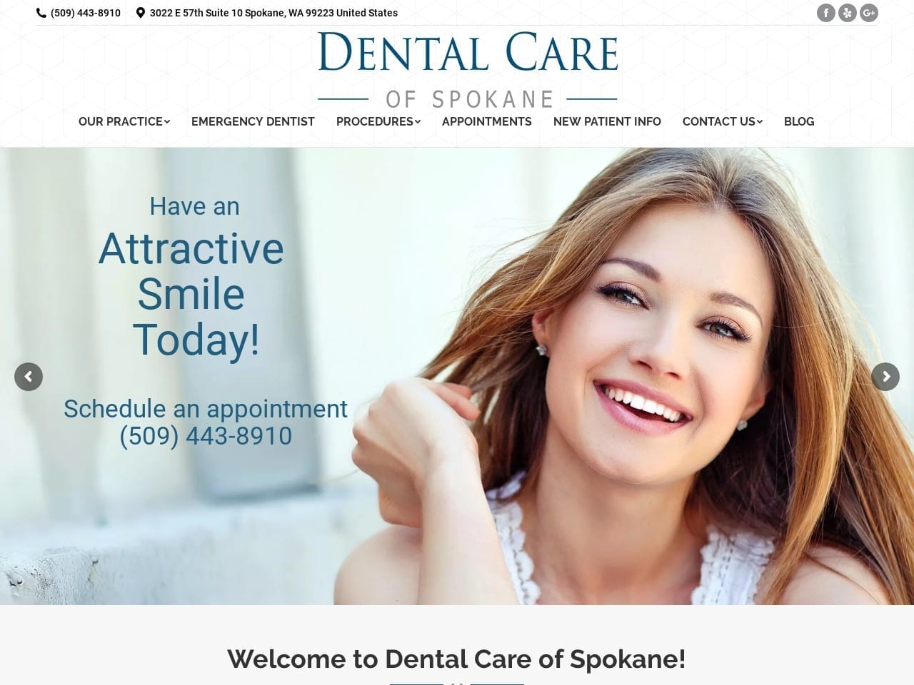 Dental Care of Spokane Website Screenshot from dentalcareofspokane.com