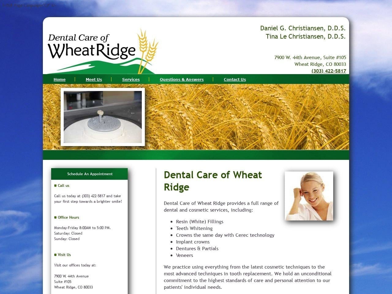 Dental Care of Wheat Ridge Website Screenshot from dentalcareofwheatridge.com