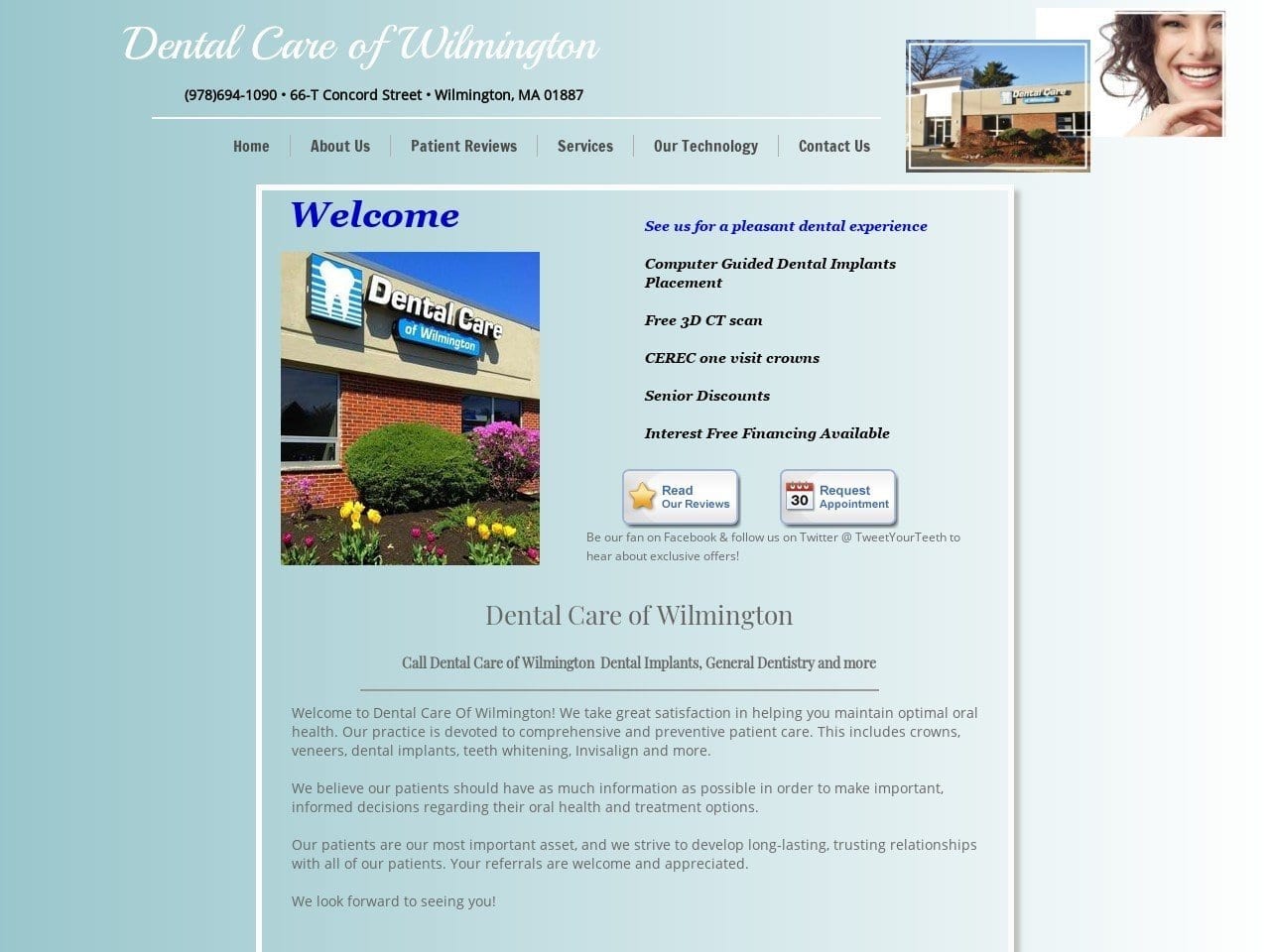 Dental Care of Wilmington Website Screenshot from dentalcareofwilmington.com