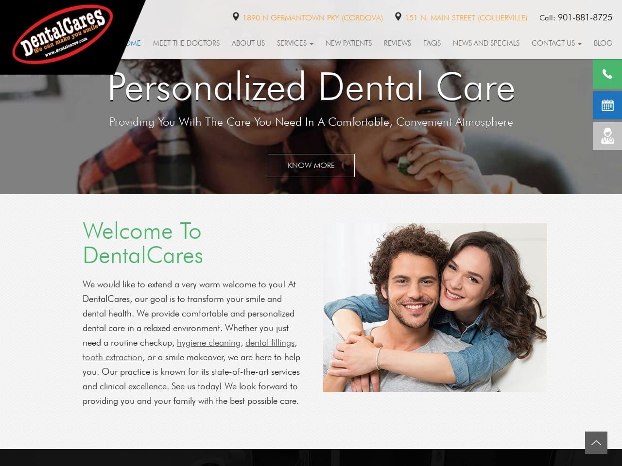 Dentalcares Website Screenshot from dentalcares.com