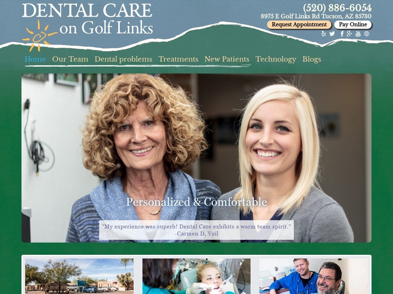 Dental Care on Golf Links PLC Website Screenshot from dentalcaretucson.com