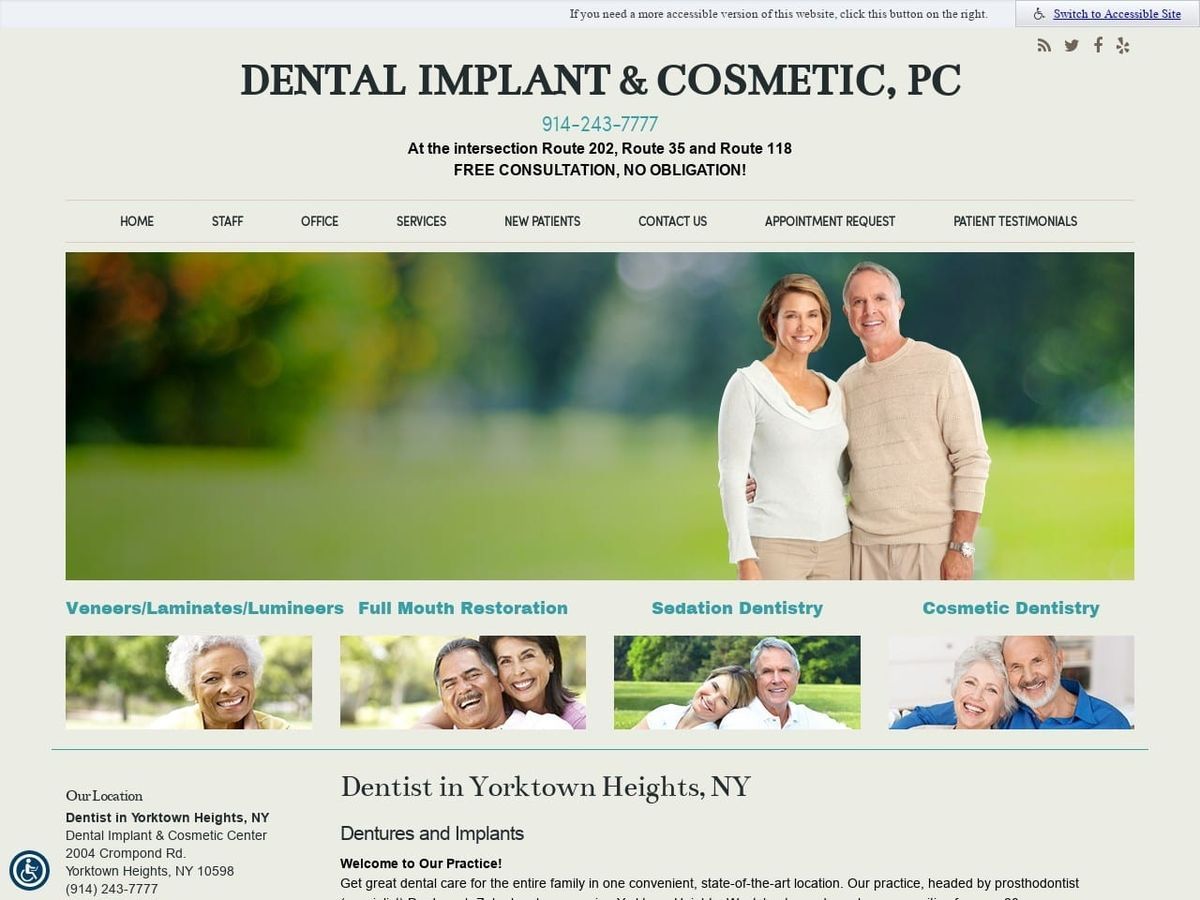 Dr. Joseph Zacky DDS Website Screenshot from dentalcarewestchester.com