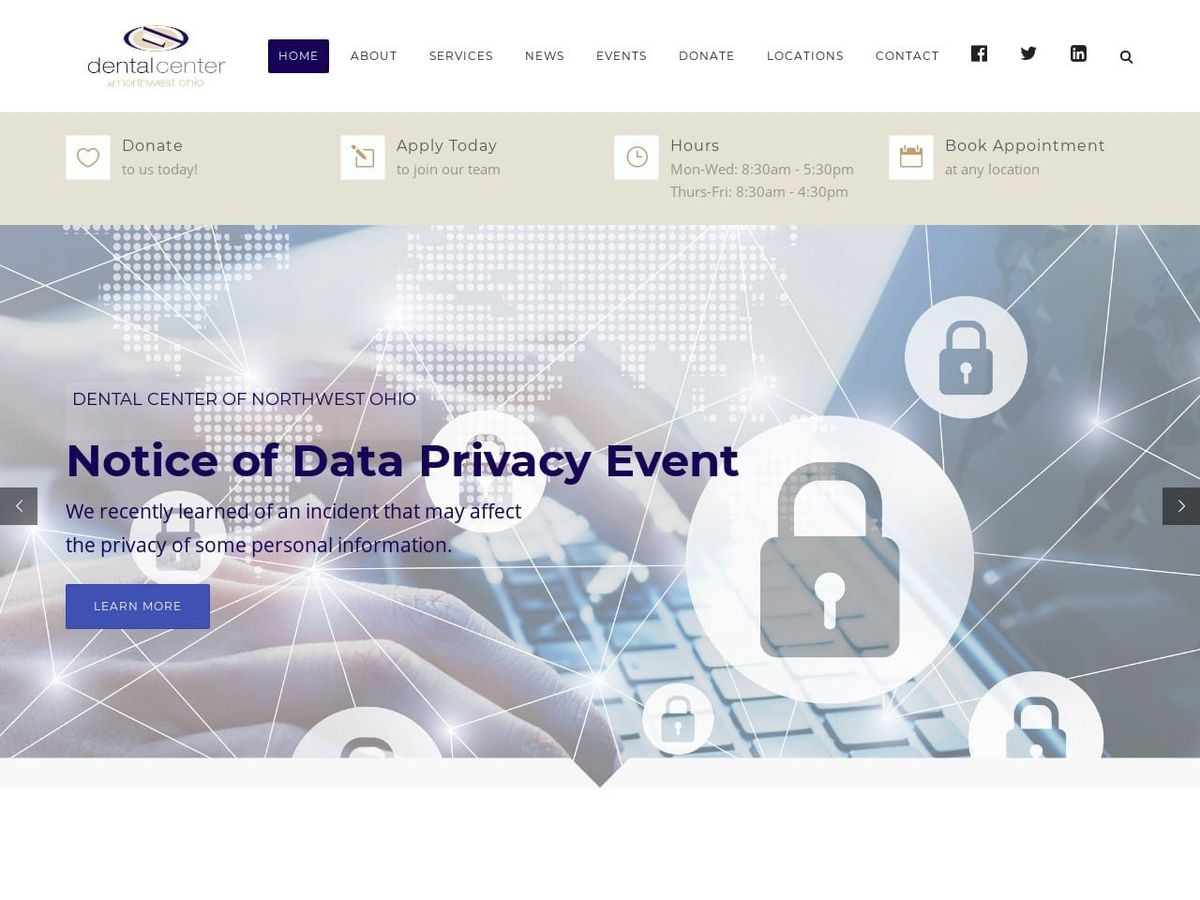 Dental Center of NW Ohio Website Screenshot from dentalcenternwo.org