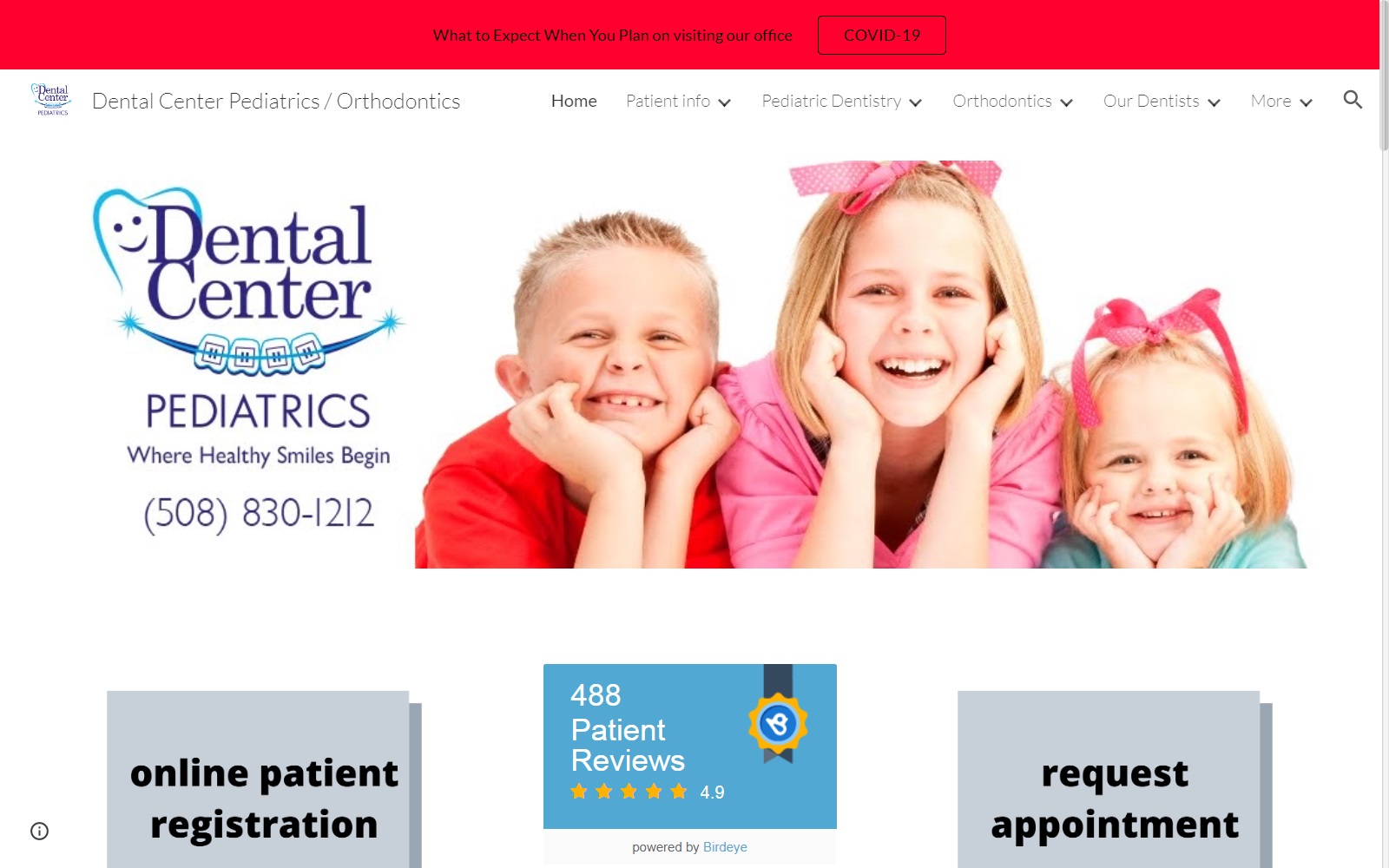 dentalcenterpediatrics.com screenshot