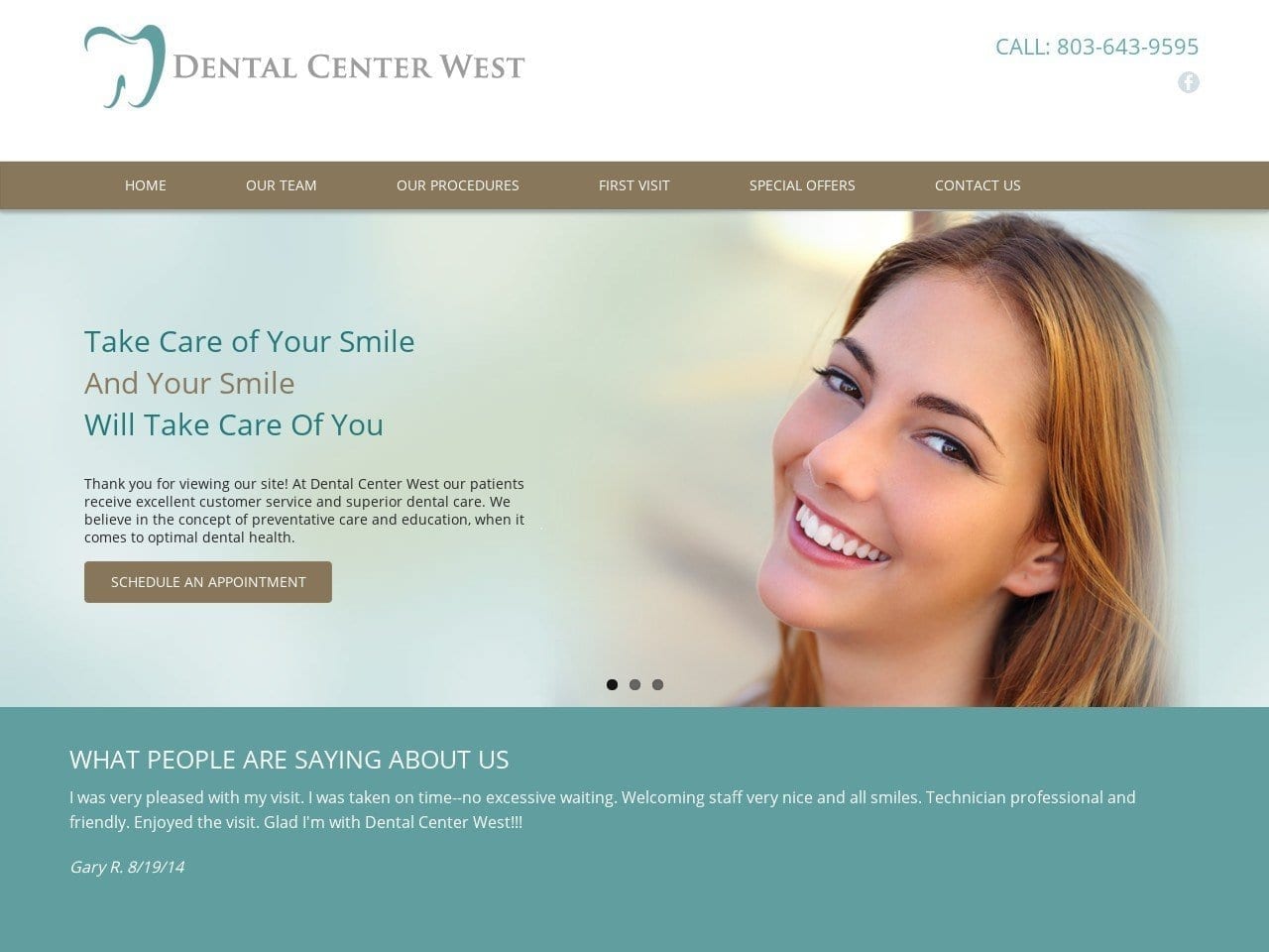 Dental Center West Website Screenshot from dentalcenterwest.com