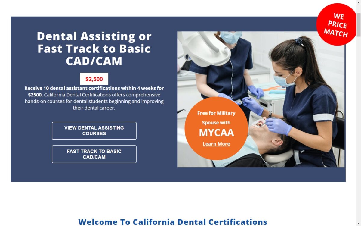 dentalcertifications.com screenshot