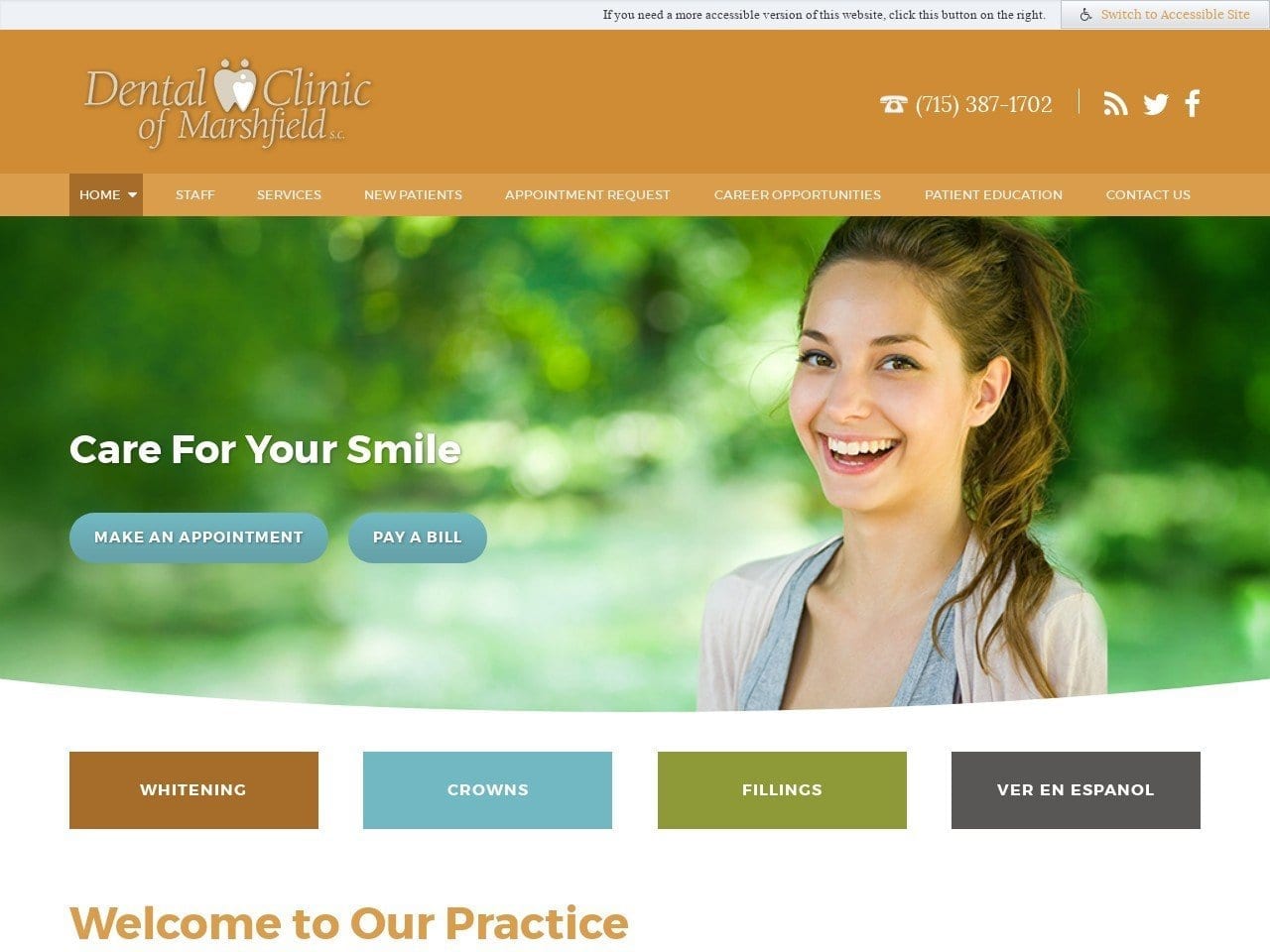 Dental Clinic of Marshfield S.C. Website Screenshot from dentalclinicofmarshfield.com