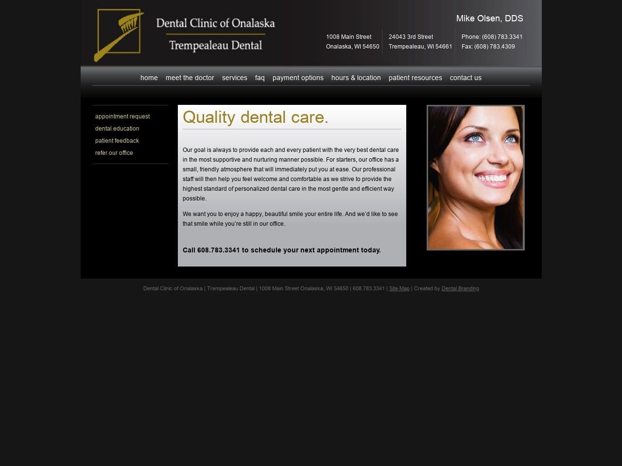 Dental Clinic of Onalaska Website Screenshot from dentalclinicofonalaska.com