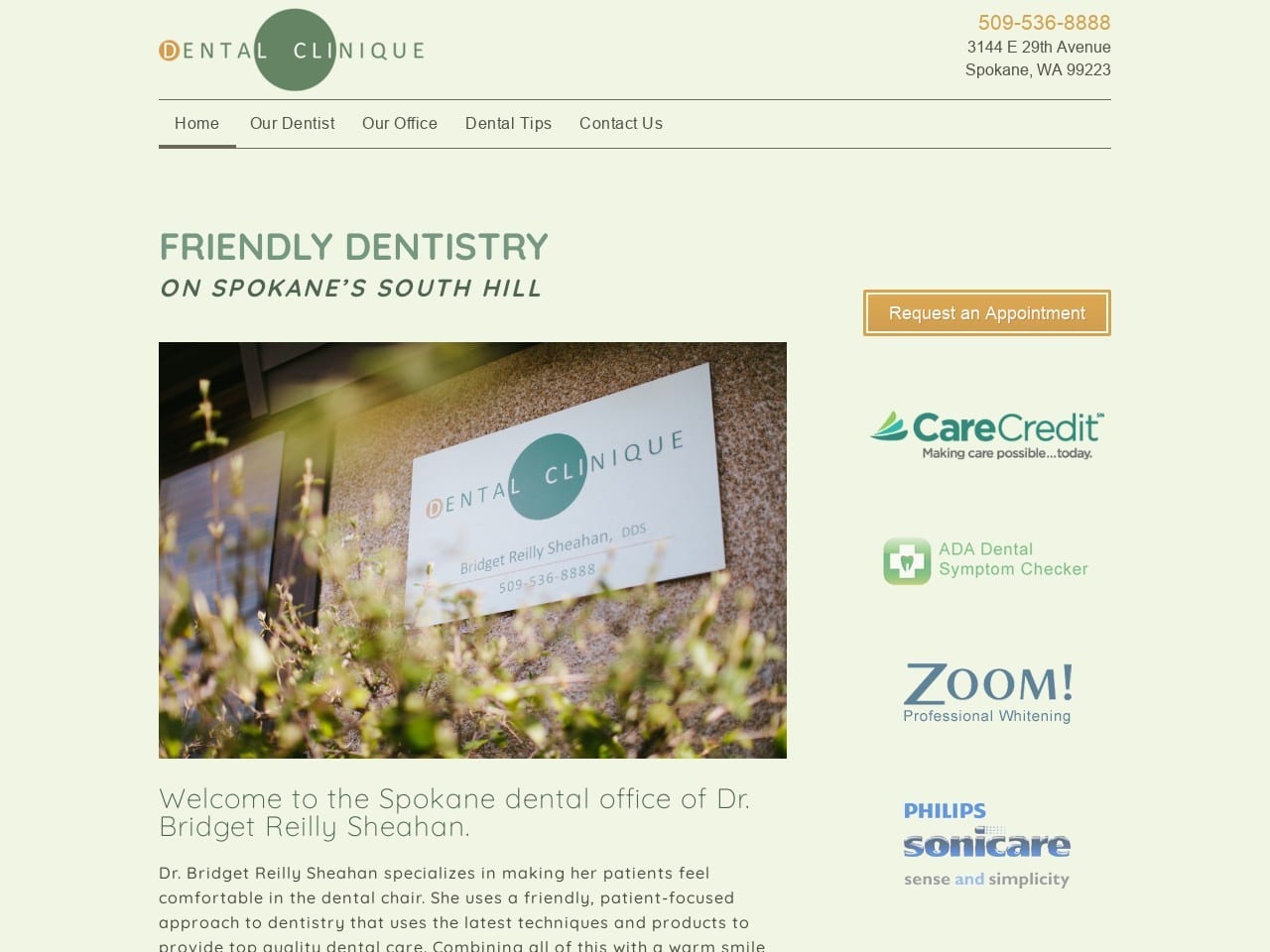 Dental Clinique Website Screenshot from dentalcliniquespokane.com