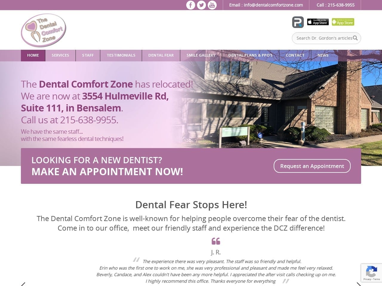 Dental Comfort Zone Gordon Jerry P DDS Website Screenshot from dentalcomfortzone.com