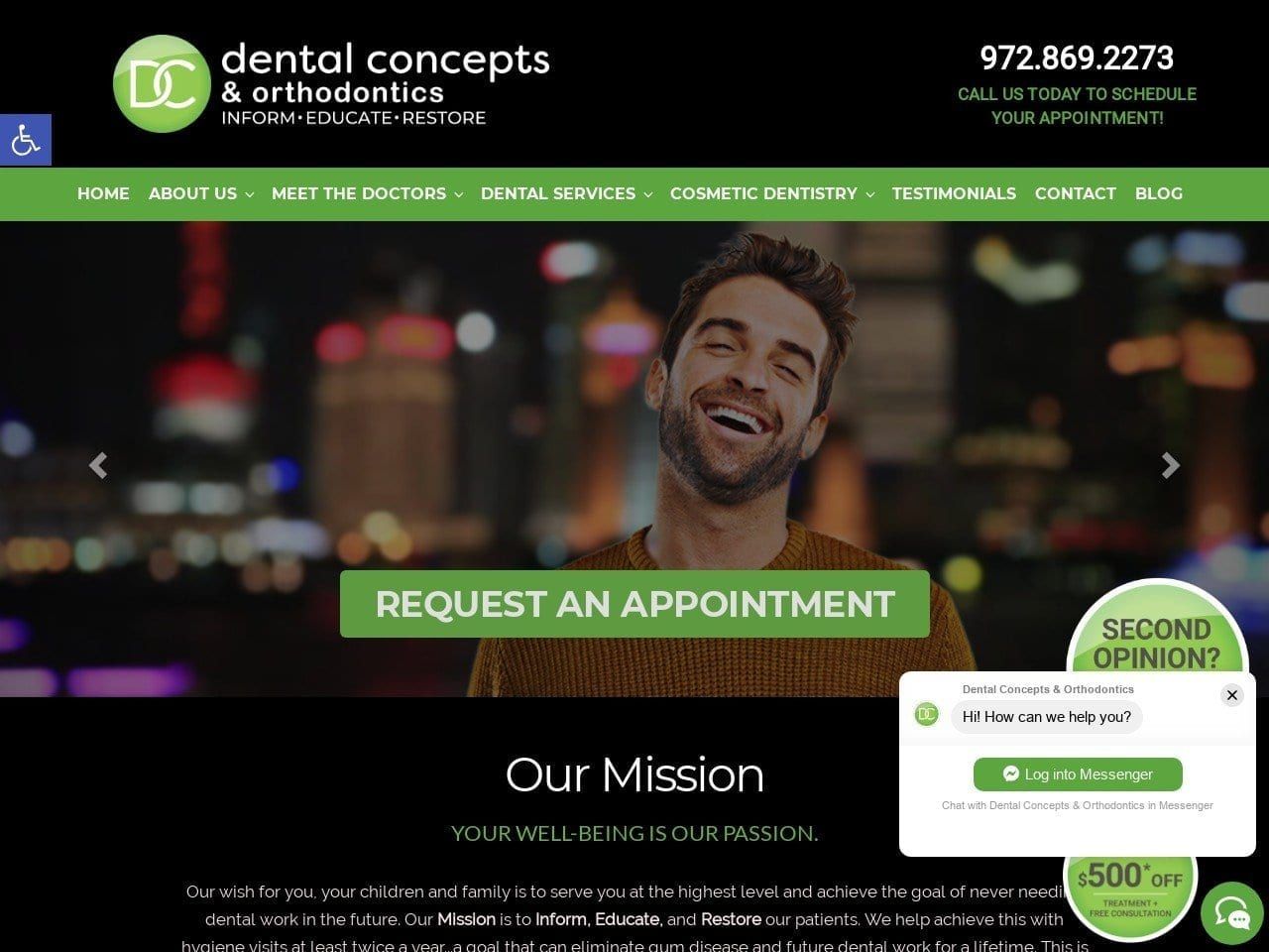 Dental Concepts Website Screenshot from dentalconceptscare.com