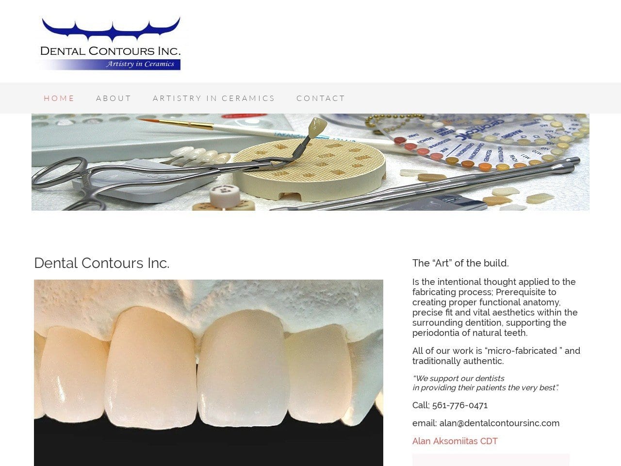 Dental Contours Inc Website Screenshot from dentalcontoursinc.com