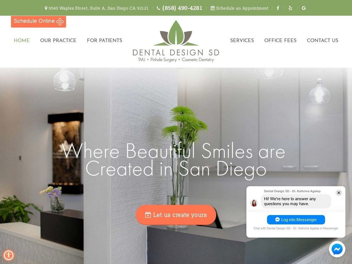 Kathrina Agatep D.D.S. Website Screenshot from dentaldesignsd.com