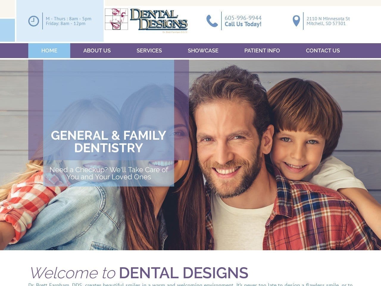 Dental Designs Family Dentistry Website Screenshot from dentaldesignsmitchell.com