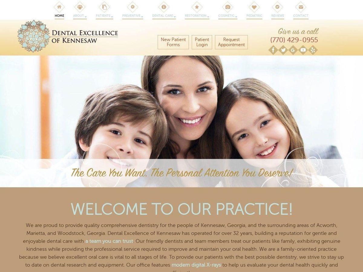 Dental Excellence of Kennesaw Website Screenshot from dentalexcellenceofkennesaw.com