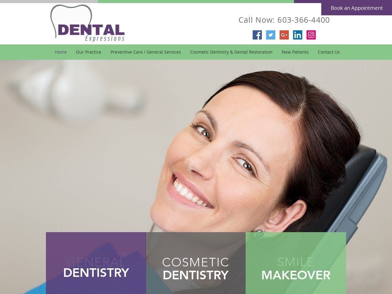 Dental Expressions Website Screenshot from dentalexpressionsnh.com