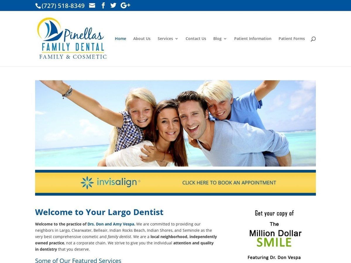 Pinellas Dental Center Website Screenshot from dentalflorida.com
