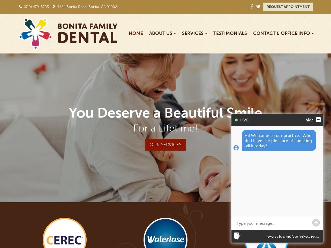 Bonita Family Dental Website Screenshot from dentalhealthbonita.com