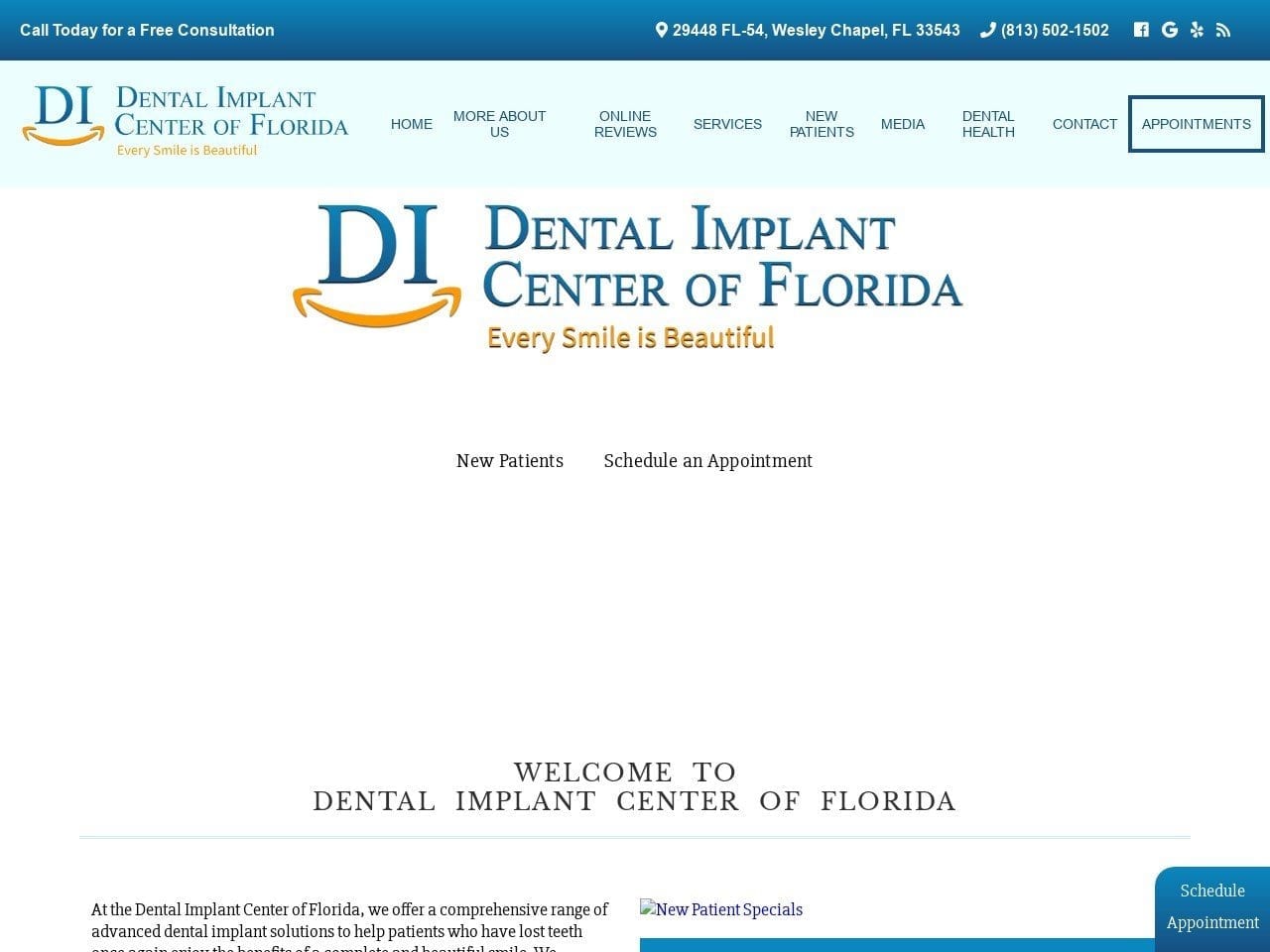 Dental Implant Center of Florida Website Screenshot from dentalimplantflorida.com