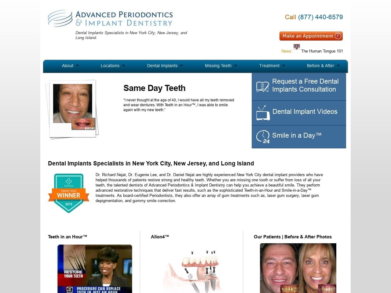 Advanced Periodontics Dentist Website Screenshot from dentalimplantsusa.com