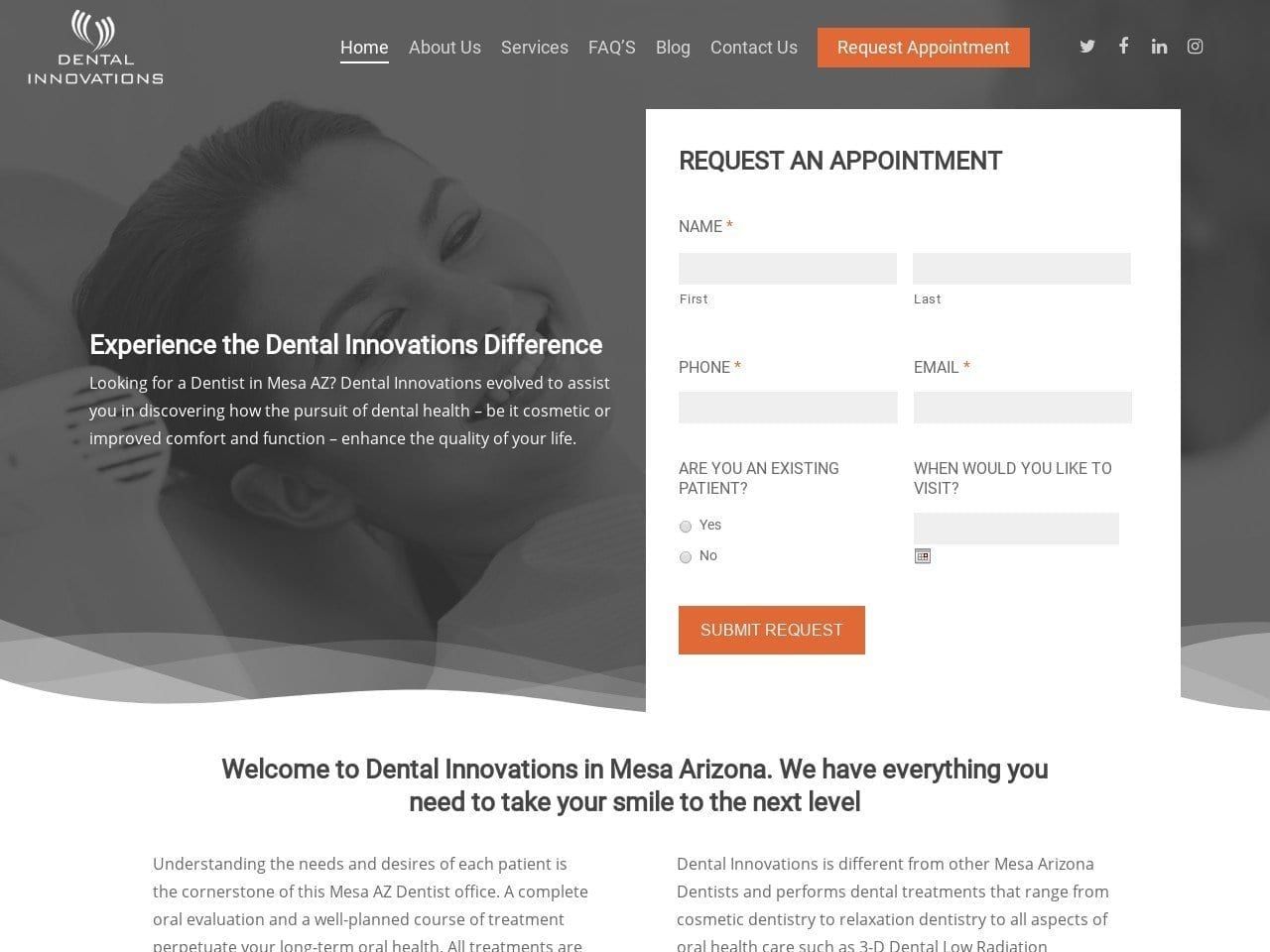 Dental Innovations Website Screenshot from dentalinnovations.net