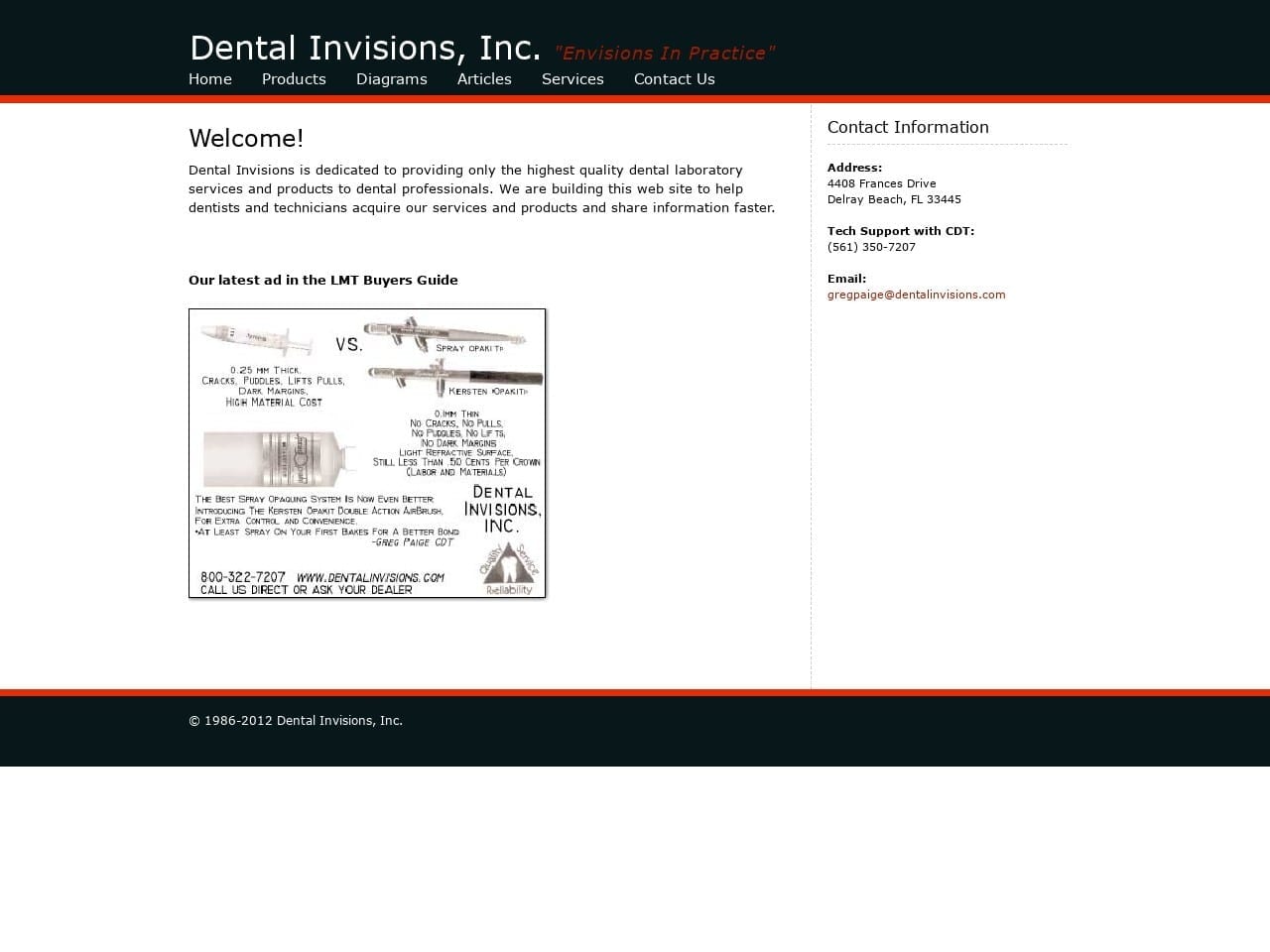 Dental Invisions Website Screenshot from dentalinvisions.com