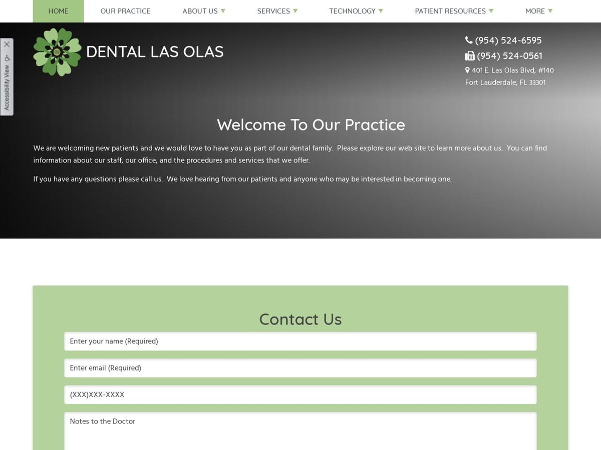 Dental Las Olas P.A. Website Screenshot from dentallasolas.com