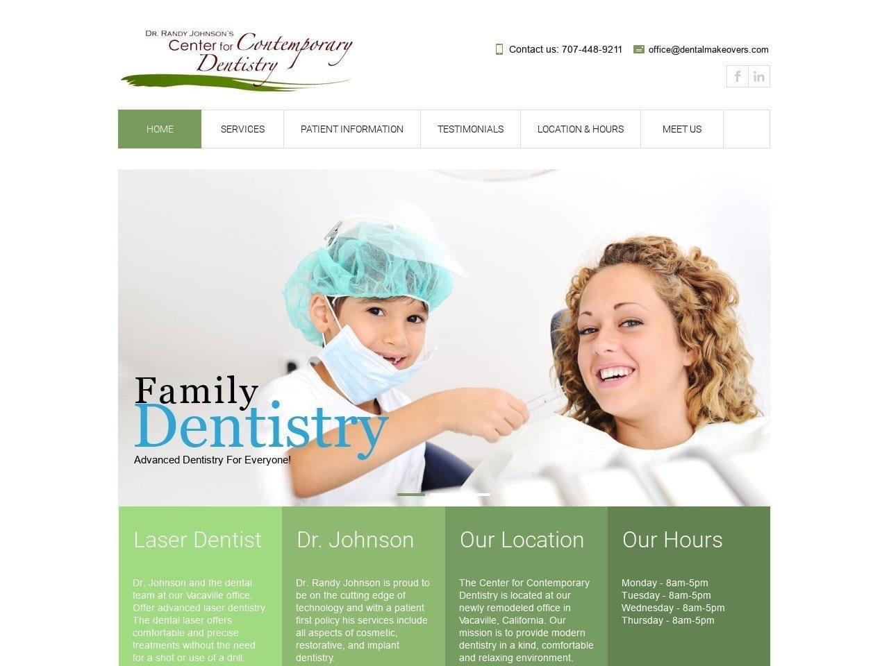 Dr. Randy Johnson Dentist Website Screenshot from dentalmakeovers.com