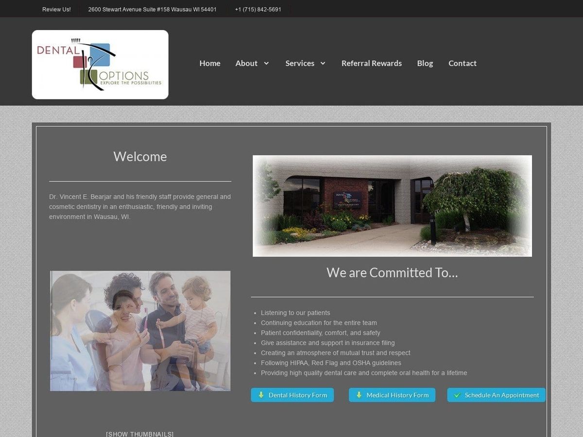 Dental Options Website Screenshot from dentaloptions2600.com