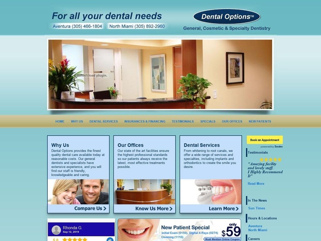 Dental Options P.A. Website Screenshot from dentaloptionspa.com