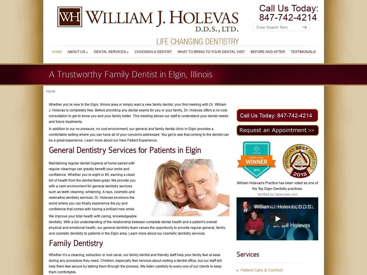 William J. Holevas D.D.S. LTD. Website Screenshot from dentalpassions.com