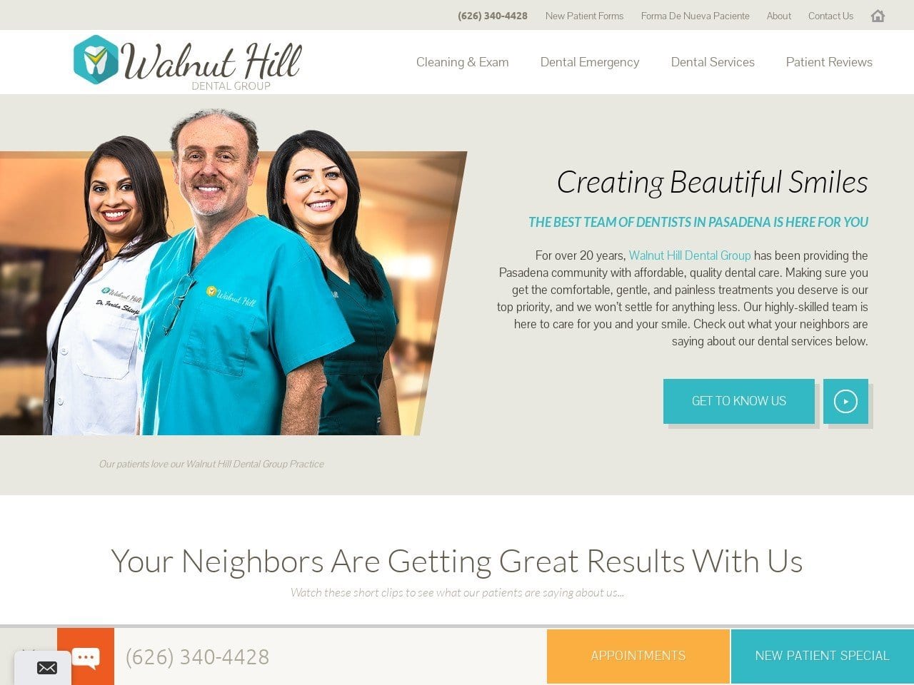 Walnut Hill Dental Abaro Ronald C DDS Website Screenshot from dentalpracticepasadena.com